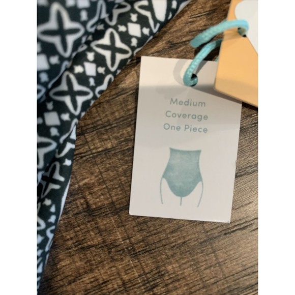 Kona Sol Ring Detail Medium Coverage One Piece Swimsuit Tropical Gray med 1020 - Picture 5 of 8